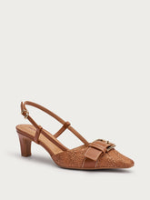 Slingback aus Bast mit Schnalle - Karamell | FRAU