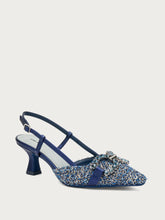 Bejewelled bouclé slingbacks with heel - Gold Denim | FRAU