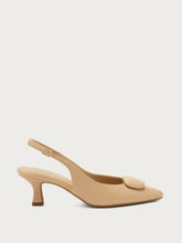 Leather slingbacks with accessory - Biscuit | FRAU