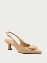 Leather slingbacks with accessory - Biscuit | FRAU