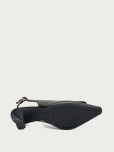 Leather slingbacks with accessory - Black | FRAU