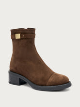 Suede ankle boots with block heel - Cocoa | FRAU