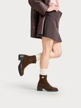 Suede ankle boots with block heel - Cocoa | FRAU