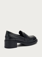 Heeled leather loafers - Black | FRAU