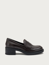 Heeled leather loafers - Dark Brown | FRAU
