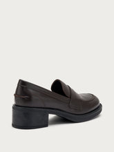 Heeled leather loafers - Dark Brown | FRAU