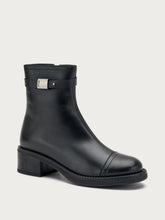 Leather ankle boots with block heel - Black | FRAU