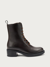 Leather heeled combat boots - Dark Brown | FRAU