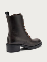 Leather heeled combat boots - Dark Brown | FRAU