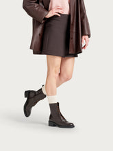 Leather heeled combat boots - Dark Brown | FRAU