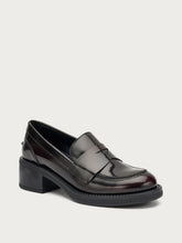 Heeled polished leather loafers - Bordeaux | FRAU