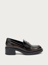 Heeled polished leather loafers - Taupe | FRAU