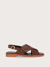 Suede sandals with tonal buckle - Cinnamon | FRAU