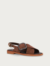 Suede sandals with tonal buckle - Cocoa | FRAU