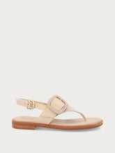 Minimal leather thong sandals - Oyster | FRAU
