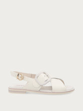 Leather sandals with tonal buckle - Off White | FRAU