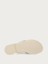 Leather sandals with round buckle - Off White | FRAU