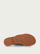 Leather sandals with round buckle - Dark Brown | FRAU