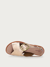 Laminated leather sandals with tonal buckle - Champagne | FRAU