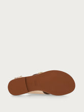 Laminated leather sandals with tonal buckle - Champagne | FRAU