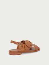 Sandali in pelle intrecciata - Cognac | FRAU