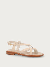 Minimalistische Zehenstegsandalen aus Leder - Auster | FRAU