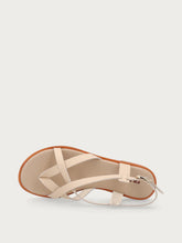 Minimalistische Zehenstegsandalen aus Leder - Auster | FRAU