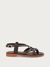 Minimalistische Zehenstegsandalen aus Leder - Dunkelbraun | FRAU
