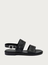 Sandalo in pelle laserata - Nero | FRAU