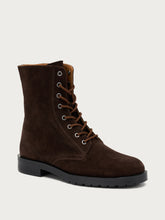 Suede combat boots - Chocolate | FRAU