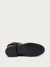 Suede double-buckle biker boots - Chocolate | FRAU