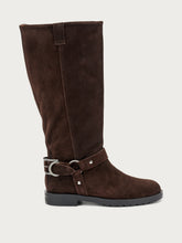 Suede boots with side buckle - Chocolate | FRAU