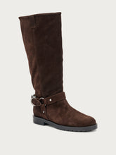 Suede boots with side buckle - Chocolate | FRAU