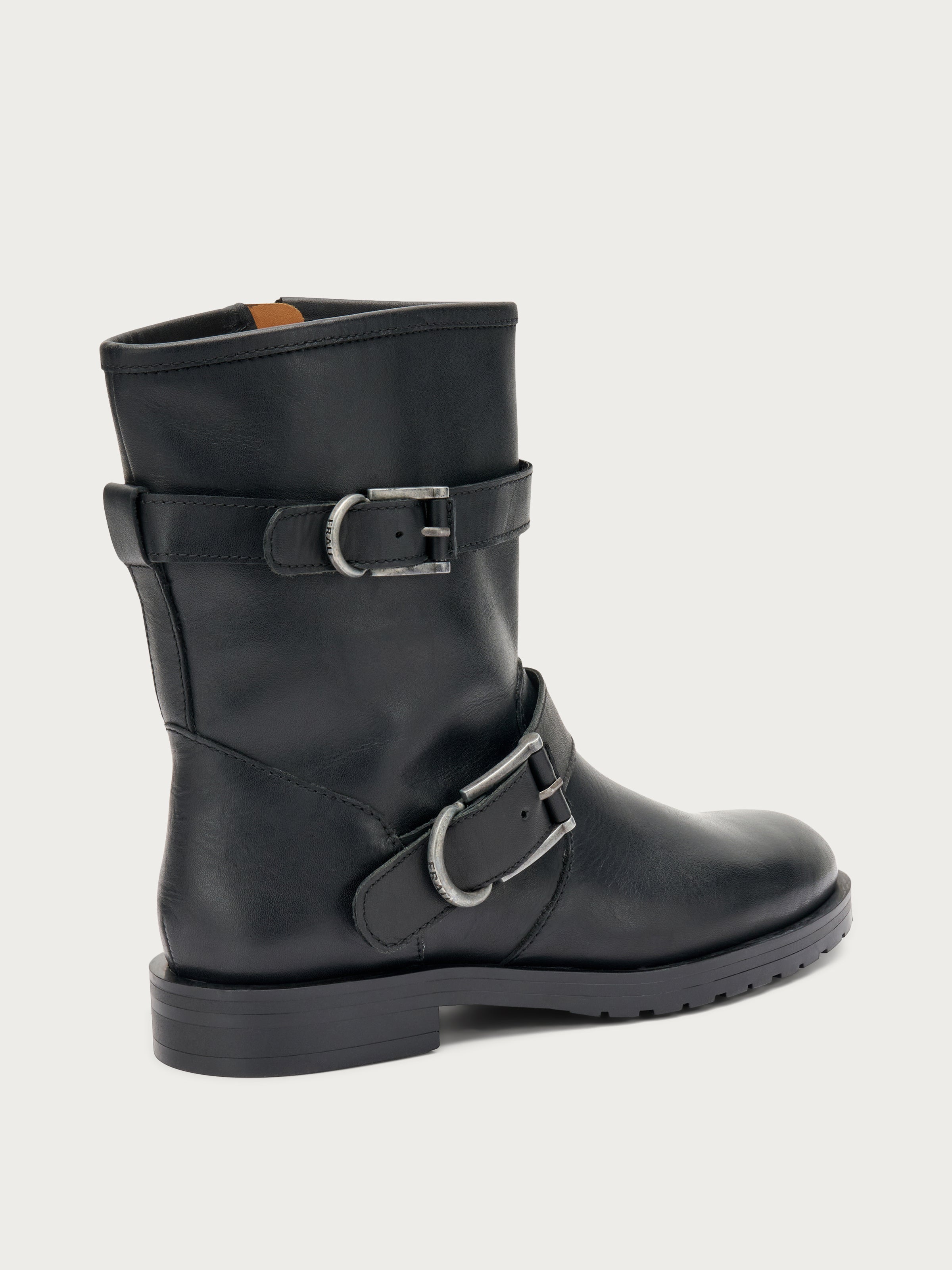 Leather double-buckle biker boots FRAU