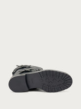 Leather double-buckle biker boots - Black | FRAU