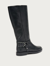 Leather boots with side buckle - Black | FRAU