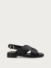 Leather crossover-strap sandals - Off White | FRAU