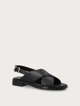Leather crossover-strap sandals - Black | FRAU