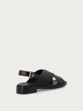 Leather crossover-strap sandals - Black | FRAU