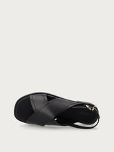 Leather crossover-strap sandals - Black | FRAU