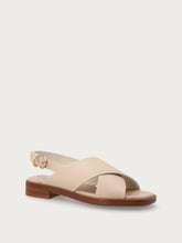 Leather crossover-strap sandals - Oyster | FRAU