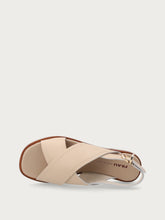 Leather crossover-strap sandals - Oyster | FRAU