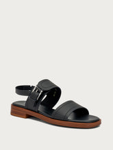 Sandalo a doppia fascia in pelle con fibbia - Nero | FRAU