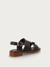 Perforated leather sandals with tassels - Dark Brown | FRAU