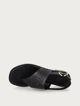 Perforated leather thong sandals - Black | FRAU