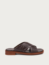 Pantoletten aus perforiertem Leder - Dunkelbraun | FRAU