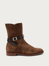 Suede ankle boots with strap - Cocoa | FRAU