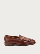 Elegant leather loafers with fringing - Tobacco | FRAU