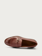 Elegant leather loafers with fringing - Tobacco | FRAU