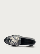 Fringed python-print leather loafers - STONEblack | FRAU